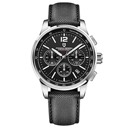 Pagani Design Herrenuhr Chronograph Analog Quarz 100M wasserdicht Edelstahl Uhren für Herren Casual Sport Business Geschenk von LACZ DENTON