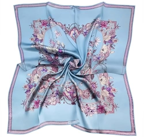 LADORENA Seidentuch Damen Natürliche Maulbeerseide 100% SEIDE Q-Qualität Seidenschal Halstuch 90x90 Blau LD93703 von LADORENA