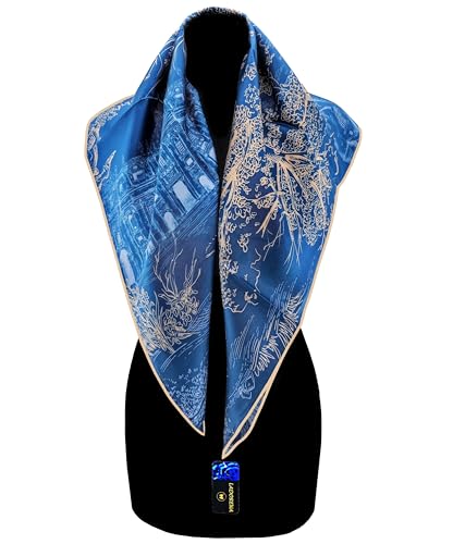 LADORENA Seidentuch Damen Natürliche Maulbeerseide 100% SEIDE Q-Qualität Seidenschal Halstuch 90x90 LD92202 von LADORENA