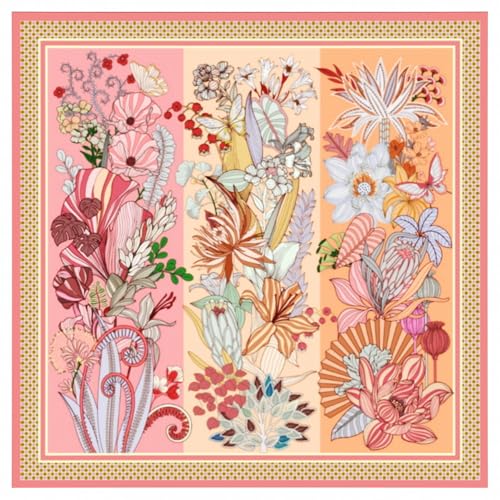 LADORENA Seidentuch Damen Natürliche Maulbeerseide 100% SEIDE Q-Qualität Seidenschal Halstuch 90x90 LD94702 (Mehrfarben_K13) von LADORENA