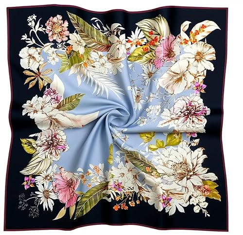 LADORENA Seidentuch Damen PREMIUM Qualität 100% Seide Seidenschal Halstuch 90x90 Schwarz Weiß LD91802 von LADORENA