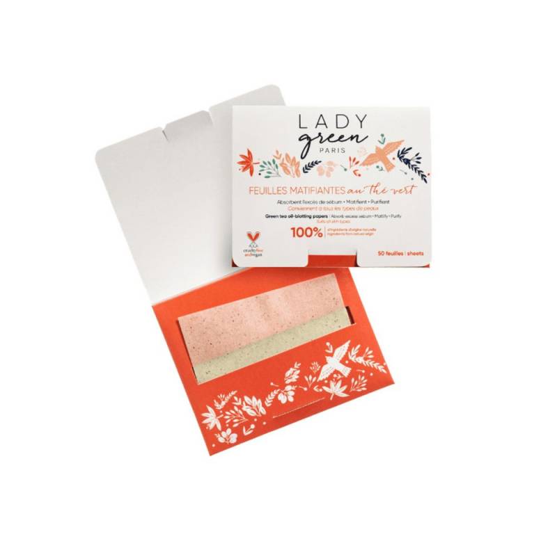 LADY GREEN PARIS Gesichtspflege, Mattierende Blotting Papers mit Grüntee und Abacafasern – 50 Blättchen von LADY GREEN PARIS
