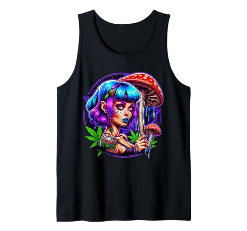 Damen mit Pilzen Design Blaues Haar Cartoon Damen Rot Tank Top Damen mit Pilzen Design Blaues Haar Cartoon Damen Rot Tank Top von LADY WITH MUSHROOM DESIGN. BLUE HAIR WOMAN CARTOON
