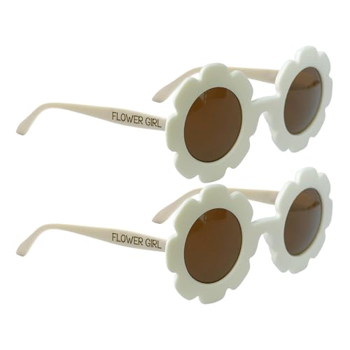 LADY&HOME 2 runde Blumen-Sonnenbrillen für Mädchen, Blumenmädchen, Antragsgeschenk, niedliche Kinderbrille für Outdoor, Strandparty, Cream, / LADY&HOME 2 runde Blumen-Sonnenbrillen für Mädchen, Blumenmädchen, Antragsgeschenk, niedliche Kinderbrille für Outdoor, Strandparty, Cream, / von LADY&HOME