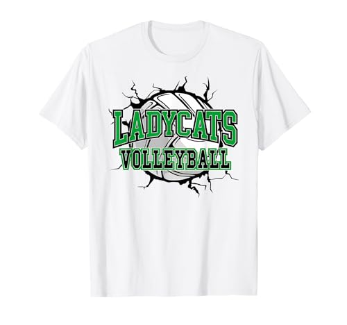 Green Ladycats Volleyball Mama School Spirit Lady Cats T-Shirt von LADYCATS TEES CO
