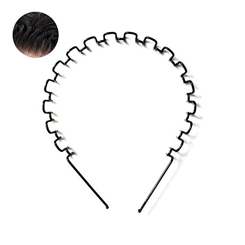 LADYWISH Zickzack-Haarbänder für den täglichen Gebrauch, schwarzes Metall, Lockenwickler, Haarband für Herren und Damen, Unisex, 6 Stück von LADYWISH