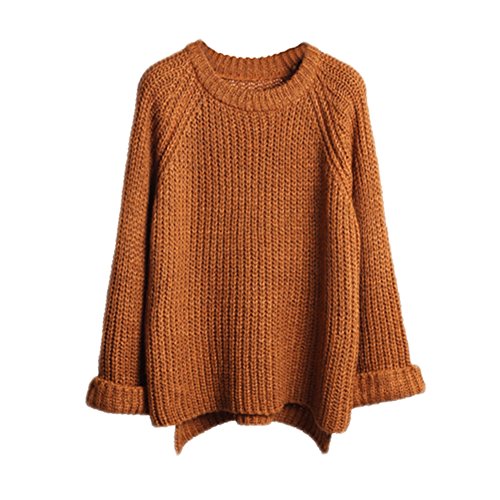 Andy's Share Oversized Flügel Hülsen Wolljacke Locker Strickpullover für Damen Mädchen (Kaffee) von LAEMILIA