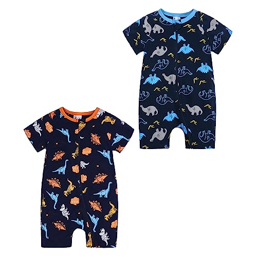 LAEMILIA 2PCS Baby Kurzarm Strampler Junge Mädchen Sommer Pyjama Schlafanzug Baumwolle Neugeboren Overalls mit Reißverschluss Jumpsuit Kleinkind Cartoon Schlafstrampler Babykleidung Stil E 3-6 Monate von LAEMILIA