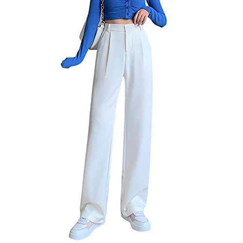 LAEMILIA Anzughose Damen High Waist elegant Lange Business Hose Straight Frauen Casual einfarbig Schlaghose Freizeithose Büro Pants mit Taschen Weiß 36 LAEMILIA Anzughose Damen High Waist elegant Lange Business Hose Straight Frauen Casual einfarbig Schlaghose Freizeithose Büro Pants mit Taschen Weiß 36 von LAEMILIA