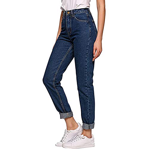 LAEMILIA Boyfriend Jeans Damen High Waist Denim Pants Blau Jeanshosen Lose Freizeithose Vintage Streetwear von LAEMILIA