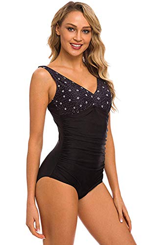 LAEMILIA Damen Einteiler Badeanzug Anker Motiv Sexy Schwimmanzug Figuroptimizer Bademode Vintage Strandmode von LAEMILIA