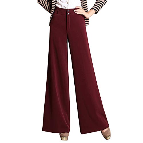 LAEMILIA Damen Hosen Marlenehose Schwarz mit Hohe Bund Einfarbig Stoffhose Elegant Business Anzughosen Classic Partywear von LAEMILIA