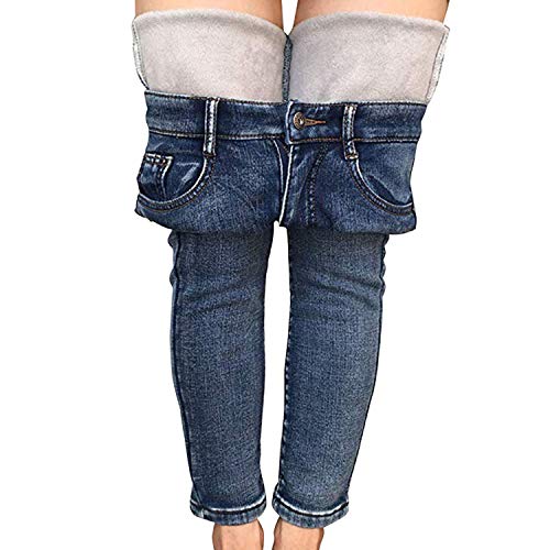 LAEMILIA Damen-Jeggings mit Fleece-Futter, dehnbar, hohe Taille, Skinny-Jeans, Yoga, Denim-Hose, hellblau, XL von LAEMILIA