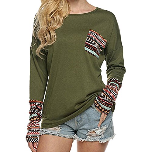 LAEMILIA Damen Langarmshirt Boho Long Sleeve Strick Shirt Casual Streetwear T-Shirt Bluse Hemd von LAEMILIA