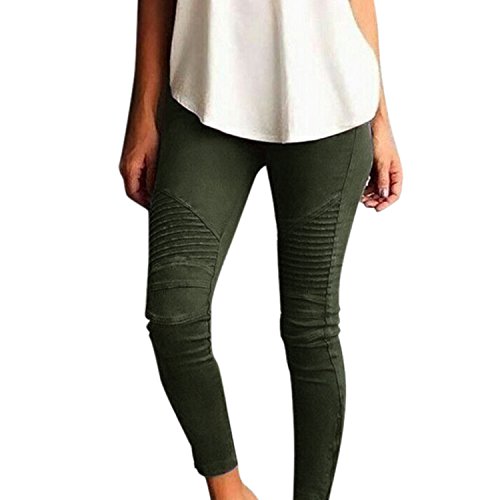 LAEMILIA Damen Leggings Stretch Slim Fit Skinny Hosen Elastisch High Waist Jegging Casual Sport Tranning (EU42=Tag 3XL, Armee Grün) von LAEMILIA