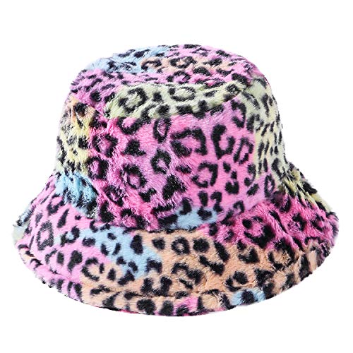 LAEMILIA Damen Mützen Hut Retro Leopard Muster Herbst Winter Warm Flauschig Faltbar Fuzzy Caps von LAEMILIA