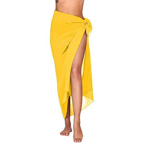 LAEMILIA Damen Sarong Pareo Chiffon Strand Wrap Sommer einfarbig Strandkleid lang Wickelrock Vertuschung Bademode Cover UpsBikini Wrap Gelb OneSize LAEMILIA Damen Sarong Pareo Chiffon Strand Wrap Sommer einfarbig Strandkleid lang Wickelrock Vertuschung Bademode Cover UpsBikini Wrap Gelb OneSize von LAEMILIA