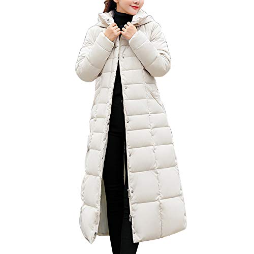 LAEMILIA Damen Winter Jacken Lang, Warm Daunenmantel mit Kapuze, Verdickt Übergangsjacke Maxi Parka Jacke Kunstpelz Gürtel Langarm Steppjacke Outwear Damenmantel von LAEMILIA