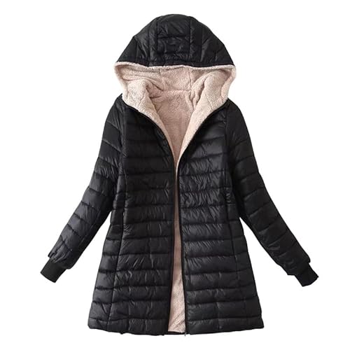 LAEMILIA Damen gefüttert Jacke Steppmantel mit kapuze Daunnemantel Slim fit Reißverschluss Langarmmantel Outdoorjacke von LAEMILIA