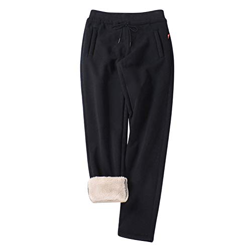 LAEMILIA Dicke Hose Damen Sporthose Winter Warme gefütterte Jogginghose Tunnelzug Taille Einfarbig Gemütliche Lange Hosen von LAEMILIA