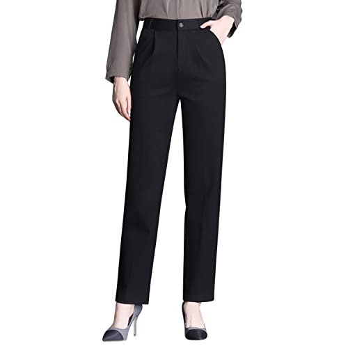 LAEMILIA Elegante Anzughose Damen Business Büro Hose mit Tasche Marlenehose Straight einfarbig Palazzo Hose Sommer Stoffhose Freizeithose Schwarz 36-40 von LAEMILIA