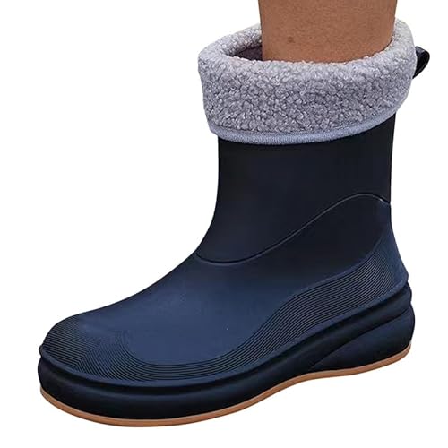 LAEMILIA Gummistiefel Damen Gefüttert und Wasserdicht Kurze Regenstiefel Winterstiefel Warme Regenschuhe Schlupfstiefel Rain Boots von LAEMILIA