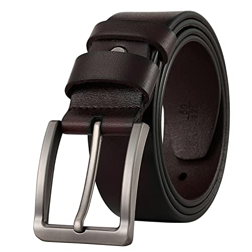 LAEMILIA Herren Ledergürtel 38mm breit Doppelschleife Vollrindgürtel für Männer mit Schnalle Belt Business Anzug Gürtel 110CM Braun von LAEMILIA