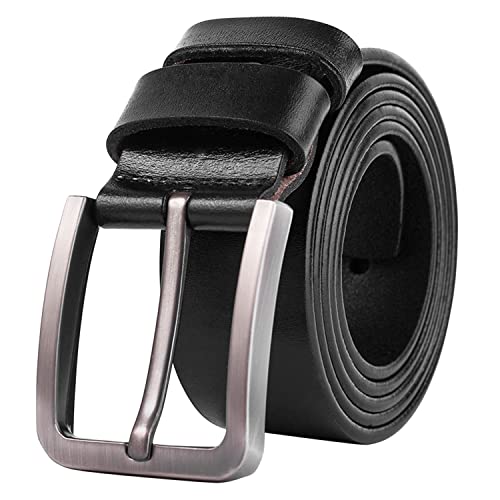 LAEMILIA Herren Ledergürtel 38mm breit Doppelschleife Vollrindgürtel für Männer mit Schnalle Belt Business Anzug Gürtel 110CM Schwarz von LAEMILIA