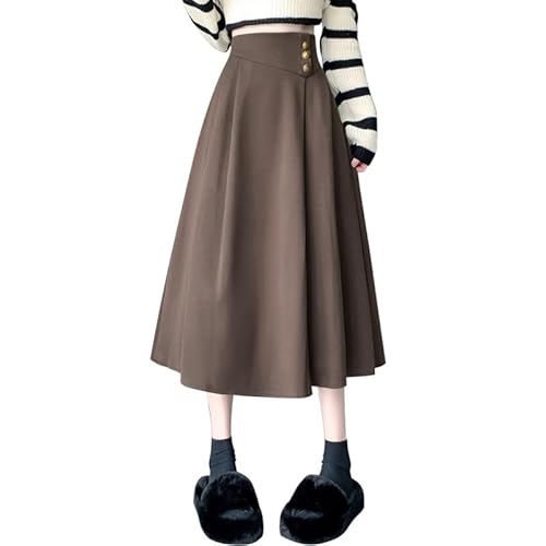LAEMILIA Rock Damen Maxirock Vintage Elegant hohe Taille Winterrock Warm Elastische Taille A Linie Röcke Pull On Casual Herbst Winter Rock von LAEMILIA