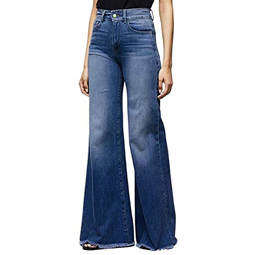 LAEMILIA Schlaghosen Damen Jeans Hosen Stretch Skinny Retro Style Denim Jeanshose Hohe Taille Pants Größe 34 bis 48 von LAEMILIA
