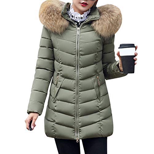 LAEMILIA Steppjacke Damen Winter Jacken Wintermantel mit abnehmbarer Kunstpelz Kapuze Slim Daunenjacke Langarm Mantel von LAEMILIA