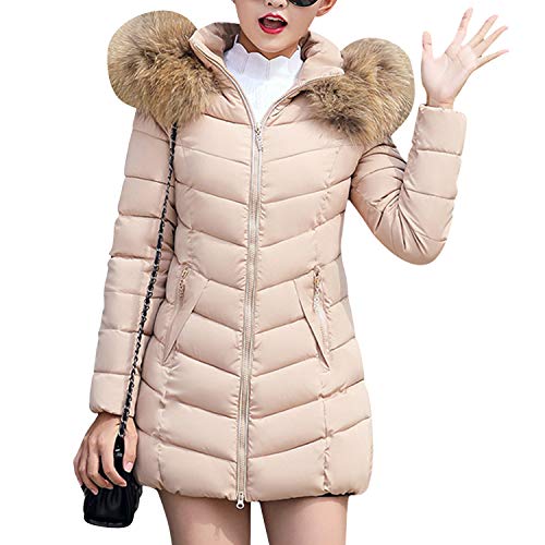 LAEMILIA Steppjacke Damen Winter Jacken Wintermantel mit abnehmbarer Kunstpelz Kapuze Slim Daunenjacke Langarm Mantel von LAEMILIA