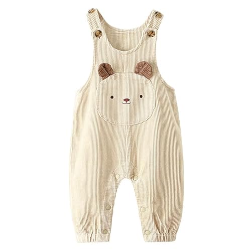 LAEMILIA Unisex Baby Cord Latzhose ärmellos Overalls Kleinkind Kord Jumpsuit Mädchen Jungen Casual Herbst Winter Strampler Onesies Pants Beige 12-18 Monate von LAEMILIA