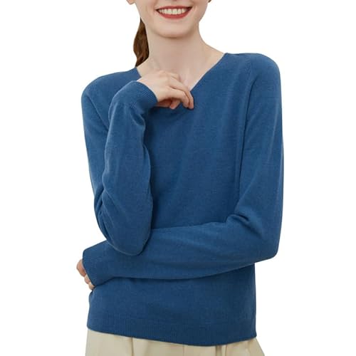 LAEMILIA Wollpullover Damen Winter V Ausschnitt Warmer Weicher Langarmpullover Einfarbig Elegant Basic Pullover von LAEMILIA