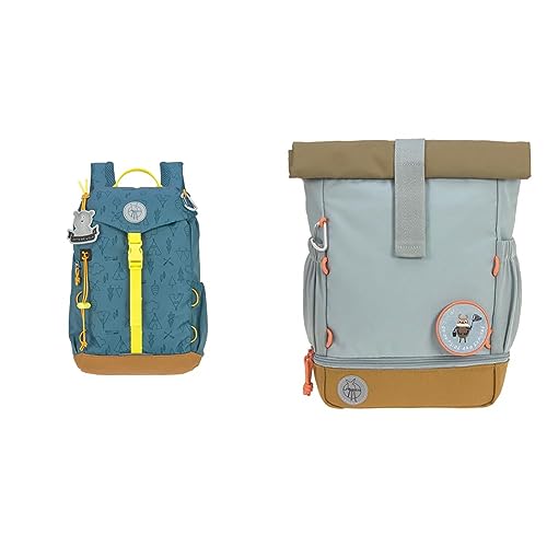 LÄSSIG 1203023400 Kinder Wanderrucksack Kinderrucksack Ausflug & Kindergartenrucksack Kinderrucksack Rolltop mit Brustgurt wasserabweisend, 11 Liter/Mini Rolltop Backpack Nature Hellblau von LÄSSIG