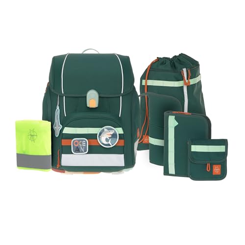 LÄSSIG 7-teiliges Schulranzen Set Kinder/Boxy Unique dark green Ocean Edition von LÄSSIG