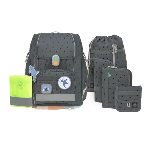 LÄSSIG 7-teiliges Schulranzen Set Kinder/School Set Boxy Unique Speckles anthracite von LÄSSIG