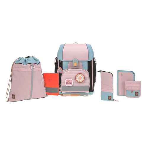 LÄSSIG 7-teiliges Schulranzen Set Kinder/School Set Boxy Unique rose/blue/black von LÄSSIG