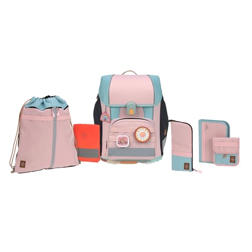 LÄSSIG 7-teiliges Schulranzen Set Kinder/School Set Boxy Unique rose/blue/black von LÄSSIG