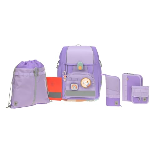 LÄSSIG 7-teiliges Schulranzen Set Kinder/School Set Boxy Unique violet/lavender von LÄSSIG