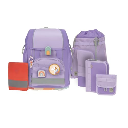 LÄSSIG 7-teiliges Schulranzen Set Kinder/School Set Boxy Unique violet/lavender von LÄSSIG