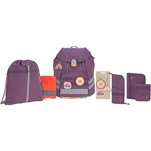 LÄSSIG 7-teiliges Schulranzen Set Kinder/School Set Flexy Unique Lila/Violett von LÄSSIG