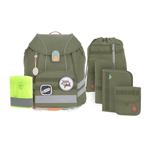 LÄSSIG 7-teiliges Schulranzen Set Kinder/School Set Flexy Unique Olive von LÄSSIG