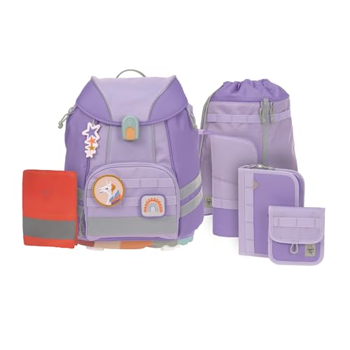 LÄSSIG 7-teiliges Schulranzen Set Kinder/School Set Flexy Unique violet von LÄSSIG