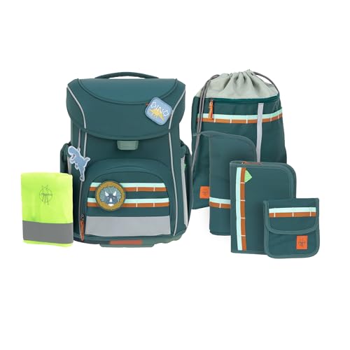 LÄSSIG 7-teiliges Schulranzen Set Kinder/School Set Slim Unique Dark Green von LÄSSIG
