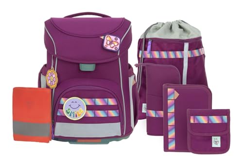 LÄSSIG 7-teiliges Schulranzen Set Kinder/School Set Slim Unique Lilac von LÄSSIG