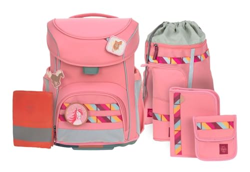 LÄSSIG 7-teiliges Schulranzen Set Kinder/School Set Slim Unique pink von LÄSSIG