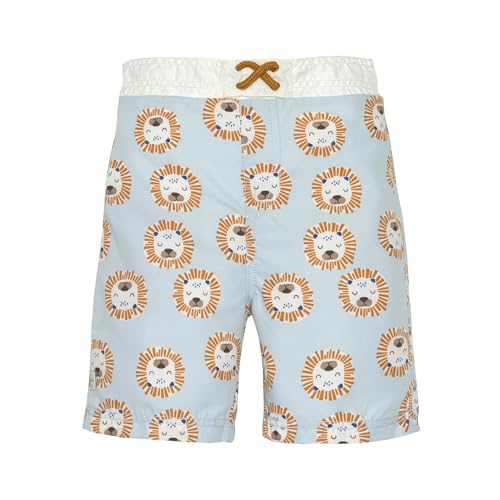 LÄSSIG Baby Kinder UV Badehose Badeshort mit integrierter Schwimmwindel/Board Shorts Lion powder blue, 7-12 Monate, Größe: 74/80 von LÄSSIG