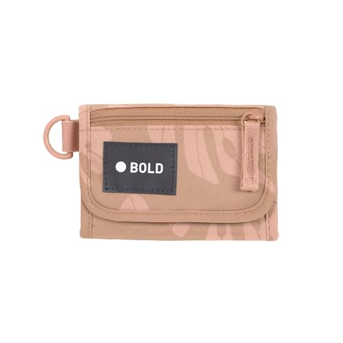 Bold Lässig Kinder Geldbeutel mit Klettverschluss und transparenten Sichtfenster/School Wallet Bold Leaves Caramel von LÄSSIG