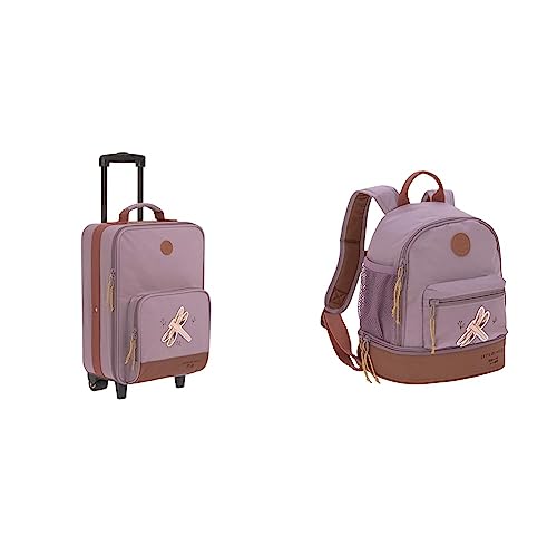 LAESSIG Kinder Trolley Reisekoffer mit Packriemen und Rollen 18,3 Liter, 46 cm, 3 Jahre,Lila & Kinderrucksack mit Brustgurt Kindergartentasche 27 cm, 4,5 Liter Oben, 1,5 Liter unten, 3 Jahre von LÄSSIG